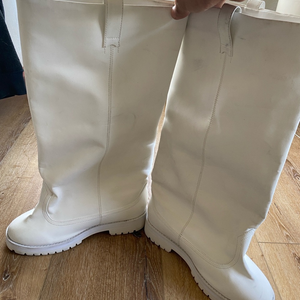 White Knee-High Boots